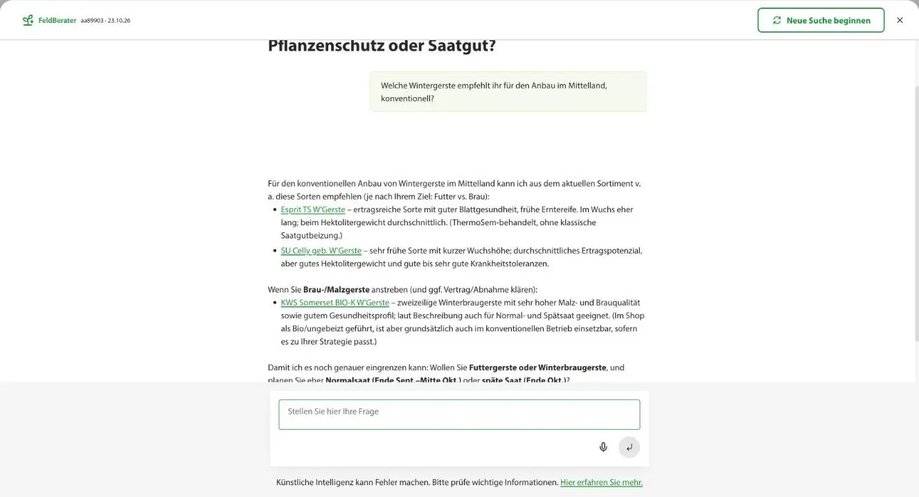 FeldBerater auf farm.landi.ch empfiehlt Wintergerste-Sorten